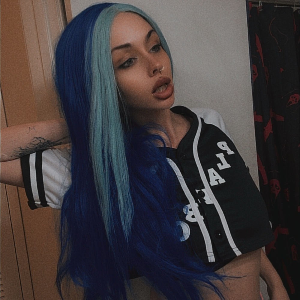 Blue and Light Blue Women's Hair Wig - Picture 3 of 6